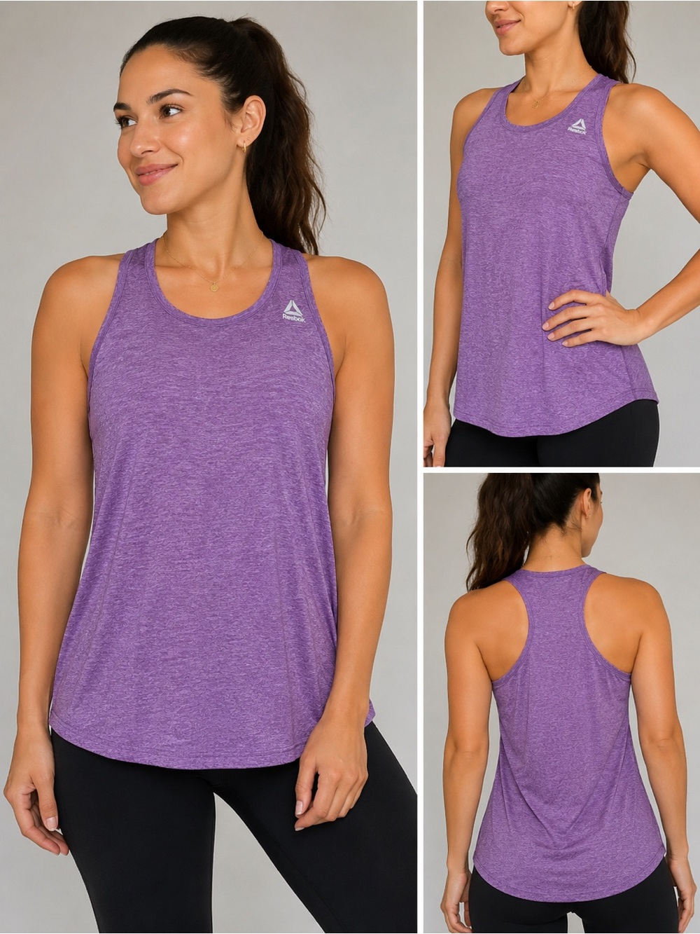 Reebok CrossFit Racerback Performance Tank Top Women’s Large Heathered Purple